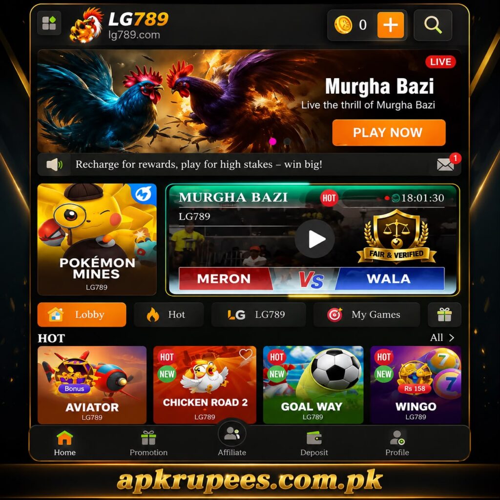 LG789.com gaming platform home screen on Android mobile device
